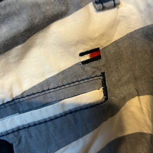 Tommy Hilfiger shorts. 8”length. Blue and white stripe. - Picture 3 of 6